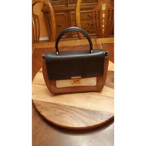 Michael Kors Mindy Medium Convertible Leather Satchel - Luggage & Black